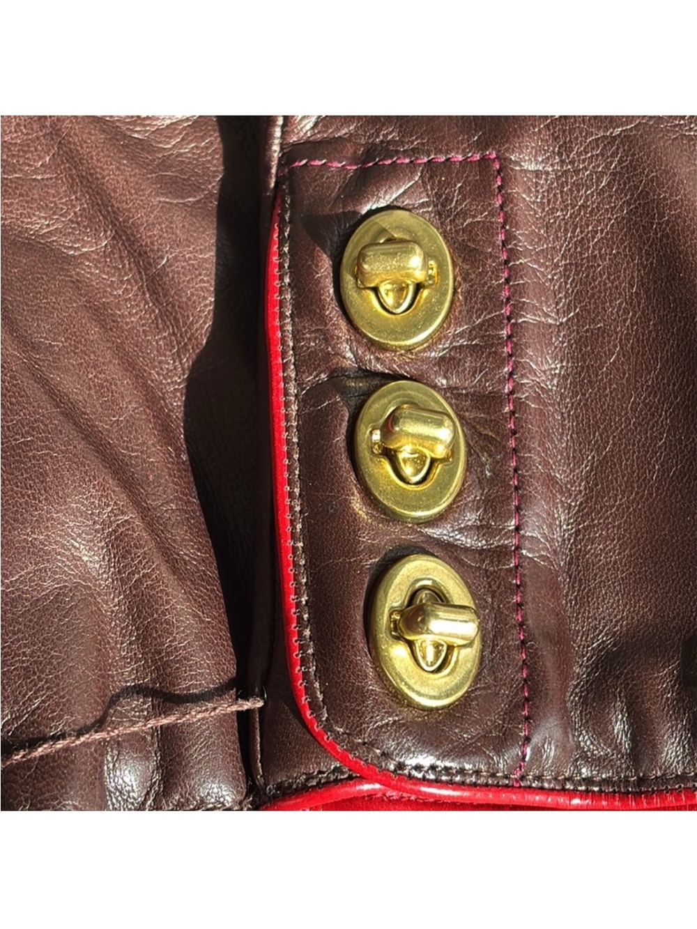 Authentic Coach Leather Gloves with Gold Buttons - Picture 4 of 6